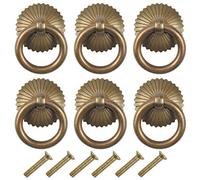 Fodlon 6 pcs Poignee de Meuble Vintage, Tiroir Bague Poignée de Traction, Poignées de Tirage Antique, Bouton de Meuble pour Cuisine Armoire Placard Commode Porte (Antique)