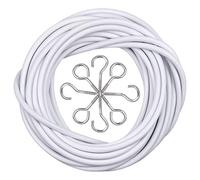 Fodlon Câble de Rideau Blanc 10M Acier Plastifié avec 40 Pièces Piton à Visser et Crochets à Visser pour Tringle à Rideau