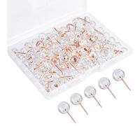 Fodlon Punaises Transparentes 100pcs - Tableau Liège Monde, Decoratives Voyage, Epingle Couture, Murales pour Cartes Notes Post-it Bureau - Or Rose