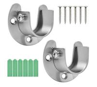 Fodlon Support de Tringle à Rideau, Lot de 2 Acier Inoxydable Supports de Tube de Penderie Bride Ouverte en Forme de U avec Prises de Poteau de Placard Vis (32.5mm)