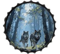 FodPand 1 plaque en métal avec motif loup de forêt - 30 cm - Décoration murale vintage pour cave, bar, cuisine et bureau, prête à être accrochée