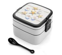 FodPand Boîte à bento double couche avec cuillère, récipient à déjeuner étanche de 1 000 ml - Compartiments divisés et poignée de transport facile - Boîte à déjeuner d'été pour bureau, pique-nique
