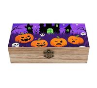 FodPand Boîte de rangement en bois de 20,3 x 10,2 cm, boîtes à souvenirs vintage avec couvercle, boîte à souvenirs d'Halloween violette pour bijoux, photos - Élégante décoration de maison et de bureau