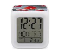 FodPand Cardinal Oiseaux, Neige, Canneberges Réveil Cube avec 7 couleurs changeantes Horloge de nuit numérique pour chambre à coucher en temps réel Détection de la température Aide au sommeil Petite