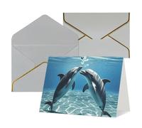 FodPand Cartes de vœux avec enveloppes, cartes d'anniversaire 11,4 x 15,2 cm, carte d'encouragement à moitié pliée, cartes postales amusantes avec dauphins amoureux, carte d'invitation vierge, papier