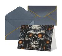 FodPand Cartes de vœux avec enveloppes, cartes d'anniversaire 11,4 x 15,2 cm, carte d'encouragement à moitié pliée, cartes postales amusantes, motif tête de mort maléfique cool, carte d'invitation