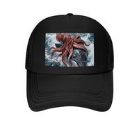 FodPand Casquette de baseball géante Squid Vs Whale Trucker Chapeau avec bord incurvé réglable Snapback Casquette noire décontractée