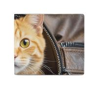 FodPand Cat Peeks Portefeuille à deux volets pour homme et femme, 10,9 x 9,4 cm, portefeuille compact en cuir avec fenêtre pour carte d'identité et poche pour pièces de monnaie, porte-cartes fin et