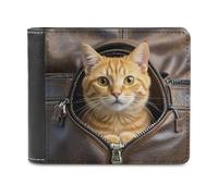 FodPand Cat Peeks - Portefeuille fin en cuir synthétique pour homme et femme - Avec 8 emplacements pour cartes - Portefeuille minimaliste à deux volets avec poche avant - Portefeuille élégant pour