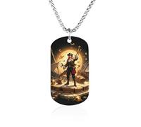FodPand Collier avec pendentif photo de pirate doré personnalisé - Chaîne vénitienne de 60 cm - Collier militaire léger pour homme et femme - Bijou minimaliste - Cadeau souvenir
