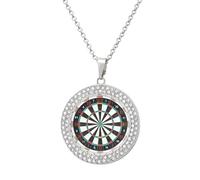 FodPand Collier avec pendentif rond en forme de cible de fléchettes pour femme, petite amie, maman, chaîne torsadée de 50,8 cm, collier commémoratif pour couple, amitié, bijoux d'anniversaire, cadeau