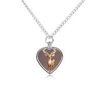 FodPand Collier avec urne de cerf personnalisable pour cendres - Collier commémoratif pour animal domestique avec kit de remplissage - Chaîne réglable de 70,1 cm - Bijoux funéraires - Pendentif en