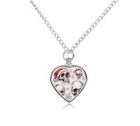 FodPand Collier avec urne en forme de crânes esquisses pour cendres - Collier commémoratif pour animal domestique avec kit de remplissage - Chaîne réglable de 70,1 cm - Bijoux funéraires - Pendentif