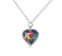 FodPand Collier commémoratif artistique coloré en forme de poulet pour cendres - Bijou imperméable pour homme et femme - Pendentif urne réglable avec kit de remplissage - Cadeau souvenir pour la perte