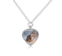 FodPand Collier commémoratif pour animal domestique Cat by The Christmas Window - Étanche - Bijou funéraire pour homme et femme - Pendentif urne réglable avec kit de remplissage - Cadeau souvenir pour