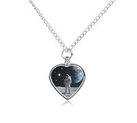 FodPand Collier commémoratif pour cendres d'animal domestique astronaute sur lune - Bijou imperméable pour homme et femme - Pendentif urne réglable avec kit de remplissage - Cadeau souvenir pour la