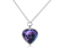FodPand Collier commémoratif pour cendres d'animal domestique avec motif tête de mort, violet, bleu, noir, étanche, bijou pour homme et femme, pendentif urne réglable avec kit de remplissage, cadeau