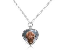 FodPand Collier commémoratif pour cendres de vache des Highlands - Étanche - Bijou funéraire pour homme et femme - Pendentif réglable avec kit de remplissage - Cadeau souvenir pour la perte de chien