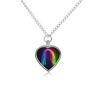 FodPand Collier funéraire arc-en-ciel fluo pour cendres d'animaux domestiques - Bijou imperméable pour homme et femme - Pendentif urne réglable avec kit de remplissage - Cadeau souvenir pour la perte