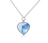FodPand Collier funéraire personnalisé en forme de loup bleu avec kit de remplissage, chaîne réglable de 70,1 cm, bijou funéraire, pendentif en forme de cœur pour chiens et chats bien-aimés