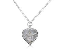 FodPand Collier funéraire pour animal domestique avec pendentif urne réglable en forme de chouette barrée en gros plan pour cendres - Bijou pour homme et femme - Cadeau souvenir pour la perte d'un