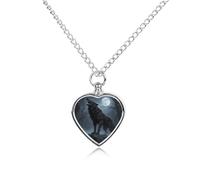 FodPand Collier funéraire pour animal domestique avec pendentif urne réglable en forme de loup hurlant féroce pour cendres, bijou pour homme et femme, cadeau souvenir pour la perte de chien et chat