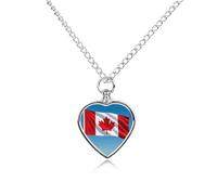 FodPand Collier funéraire rétro avec drapeau du Canada pour cendres - Bijou imperméable pour homme et femme - Pendentif urne réglable avec kit de remplissage - Cadeau souvenir pour la perte de chien