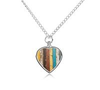 FodPand Collier funéraire rétro coloré à rayures en bois pour animaux de compagnie - Étanche - Bijou funéraire pour homme et femme - Pendentif urne réglable avec kit de remplissage - Cadeau souvenir