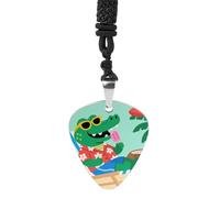 FodPand Collier tendance pour homme et femme, pendentif crocodile mignon de 3,1 x 2,8 cm avec cordon noir de 61 cm, médiators en métal, cadeau pour musiciens, usage quotidien