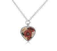FodPand Collier urne à fleurs rouges et pâles pour cendres - Collier commémoratif pour animal domestique avec kit de remplissage - Chaîne réglable de 70,1 cm - Pendentif funéraire en forme de cœur
