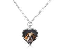 FodPand Collier urne commémoratif pour cendres de bouledogue triste, collier pour animal domestique avec kit de remplissage, chaîne réglable de 70,1 cm, bijou funéraire, pendentif en forme de cœur