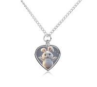 FodPand Collier urne funéraire personnalisable en forme de lapin pour cendres - Collier commémoratif pour animal domestique avec kit de remplissage - Chaîne réglable de 70,1 cm - Pendentif funéraire