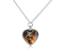 FodPand Collier urne funéraire personnalisable pour cendres d'un Yorkshire Terrier - Collier commémoratif pour animal domestique avec kit de remplissage - Chaîne réglable de 70,1 cm - Pendentif