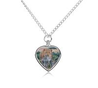 FodPand Collier urne personnalisable pour cendres d'animaux de compagnie en acier titane rayé léopard bijoux funéraires avec entonnoir collier commémoratif cadeau souvenir pendentif photo personnalisé