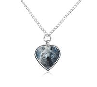 FodPand Collier urne personnalisé pour cendres d'animal de compagnie en acier titane avec motif loup assis dans la neige, bijoux funéraires avec entonnoir, cadeau souvenir, pendentif photo