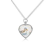 FodPand Collier urne personnalisé pour cendres d'animaux de compagnie en acier titane aquarelle canard, bijoux de crémation avec entonnoir, collier commémoratif, cadeau souvenir, pendentif photo