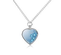 FodPand Collier urne personnalisé pour cendres d'animaux de compagnie en acier titane bleu mini fleur tourbillon bijoux de crémation avec entonnoir collier commémoratif cadeau souvenir pendentif photo