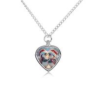 FodPand Collier urne personnalisé pour cendres d'animaux de compagnie en acier titane embrassant les pingouins bijoux de crémation avec kit entonnoir collier commémoratif cadeau souvenir pendentif