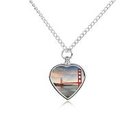 FodPand Collier urne personnalisé pour cendres d'animaux de compagnie en acier titane Golden Gate Bridge Bijoux de crémation avec kit entonnoir Collier commémoratif Cadeau souvenir Pendentif photo
