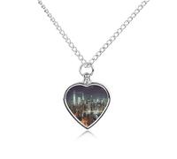 FodPand Collier urne personnalisé pour cendres d'animaux de compagnie en acier titane New York City bijoux funéraires avec kit entonnoir collier commémoratif cadeau souvenir pendentif photo