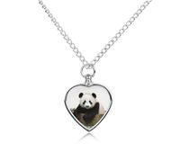 FodPand Collier urne personnalisé pour cendres d'animaux de compagnie en acier titane Panda Bijoux de crémation animal avec entonnoir Kit souvenir Cadeau souvenir Pendentif photo personnalisé pour