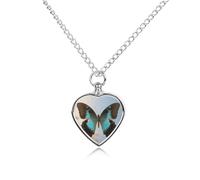 FodPand Collier urne personnalisé pour cendres d'animaux de compagnie en acier titane papillon bijoux funéraires avec entonnoir collier commémoratif cadeau souvenir pendentif photo personnalisé pour