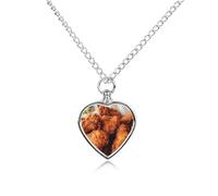 FodPand Collier urne personnalisé pour cendres d'animaux de compagnie en acier titane pépites de poulet frit, bijoux de crémation avec entonnoir, collier commémoratif, cadeau souvenir, pendentif photo