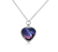 FodPand Collier urne personnalisé pour cendres d'animaux de compagnie en acier titane violet ciel nocturne bijoux funéraires avec entonnoir collier commémoratif cadeau souvenir pendentif photo