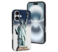 FodPand Coque pour iPhone 16 et 16 Pro - Résistante aux chocs - En TPU souple - Statue de la Liberté - Protection de qualité militaire contre les chutes - Anti-jaunissement et anti-traces de doigts