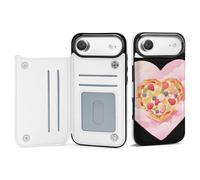 FodPand Étui portefeuille pour iPhone 17 avec porte-cartes - En cuir synthétique - Avec béquille - Housse de protection à rabat - Rose Pizza pour iPhone 17 Air - Coque de téléphone antichoc pour homme