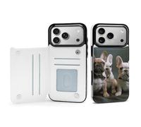 FodPand Étui portefeuille pour iPhone 17 avec porte-cartes et béquille en cuir synthétique, coque de protection à rabat pour iPhone 17 Pro Max, bouledogue français, coque de téléphone antichoc pour