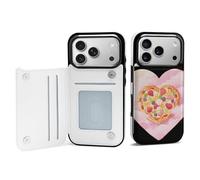 FodPand Étui portefeuille pour iPhone 17, avec porte-cartes et support, housse de protection à rabat en cuir synthétique résistant aux chocs pour iPhone 17 Pro - Motif pizza rose