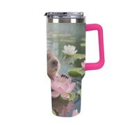 FodPand Gobelet isotherme de 1200 ml avec poignée et paille, tasse de voyage à double paroi sous vide en acier inoxydable, avec couvercle anti-fuite, sans BPA, compatible avec porte-gobelet de voiture