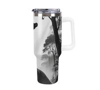 FodPand Gobelet isotherme de 1200 ml avec poignée et paille, tasse de voyage à double paroi sous vide en acier inoxydable avec couvercle anti-fuite, sans BPA, compatible avec porte-gobelet de voiture